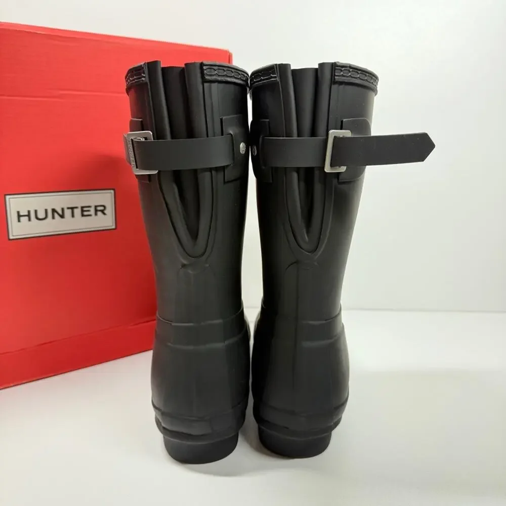 NIB •Hunter Women's Original Short Back adjustable Black Rain Boots Size: 10